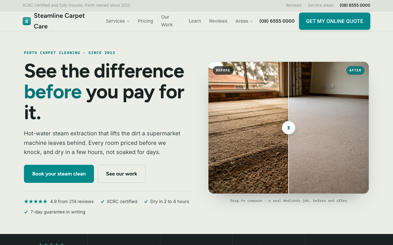 Steamline Carpet Care home screenshot