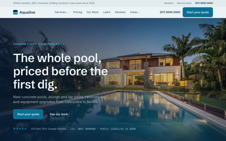 Aqualine Pools home page