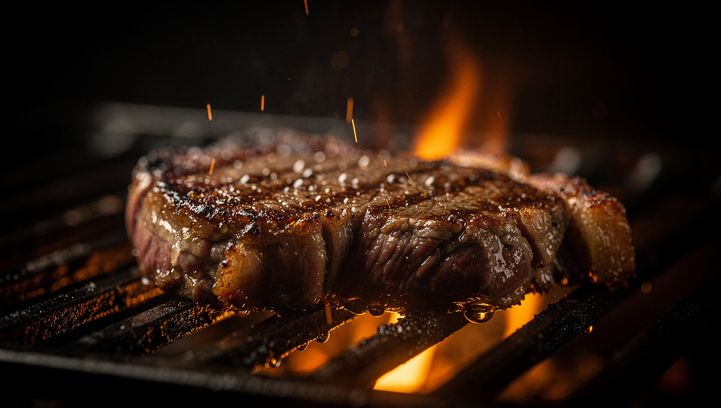 Fire and Steak: cinematic scene