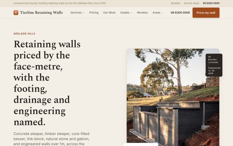 Tierline Retaining Walls home page